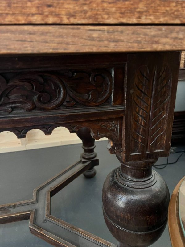 Antieke uitschuifbare eettafel - houtsnijwerk - Afbeelding 11