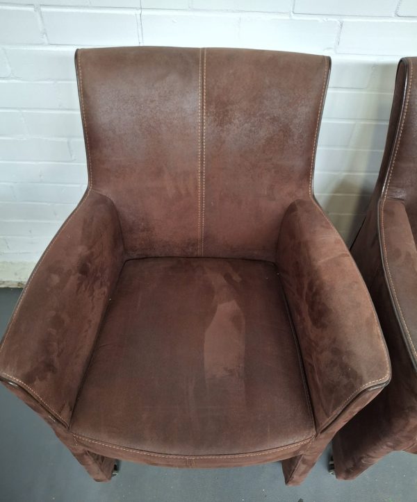 Suède verrijdbare eetkamerstoelen - 2 stuks - Afbeelding 8