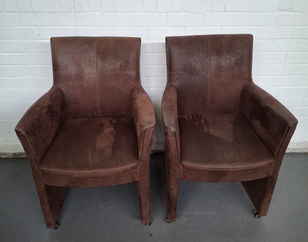 Suède verrijdbare eetkamerstoelen - 2 stuks