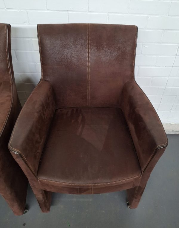 Suède verrijdbare eetkamerstoelen - 2 stuks - Afbeelding 9