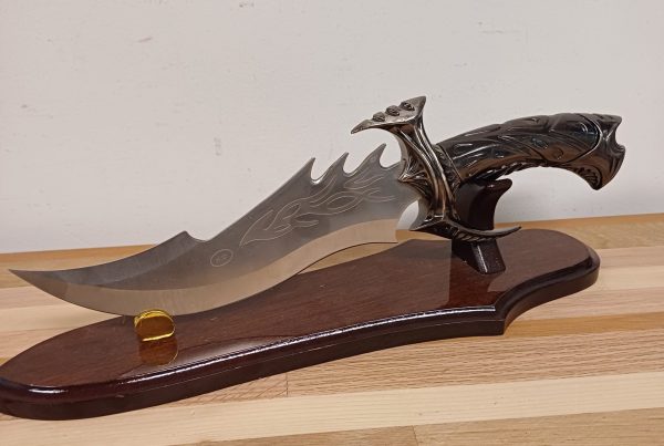 Zilveren Draak Mes met Standaard / Dragon - Afbeelding 2