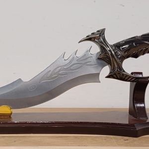 Zilveren Draak Mes met Standaard / Dragon