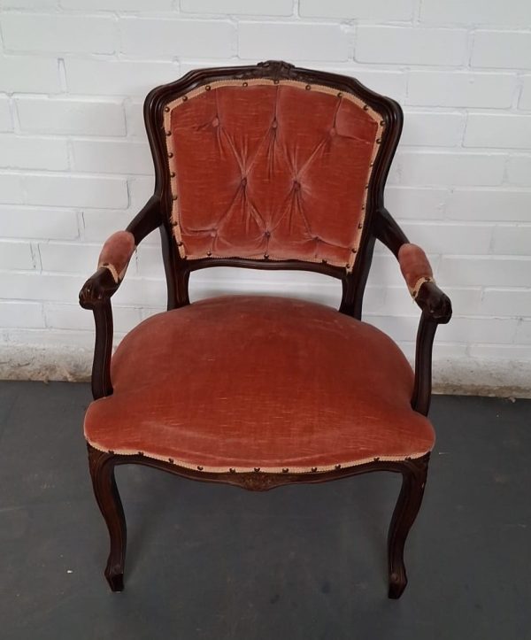 Vintage stoel - velours bekleed - Afbeelding 2