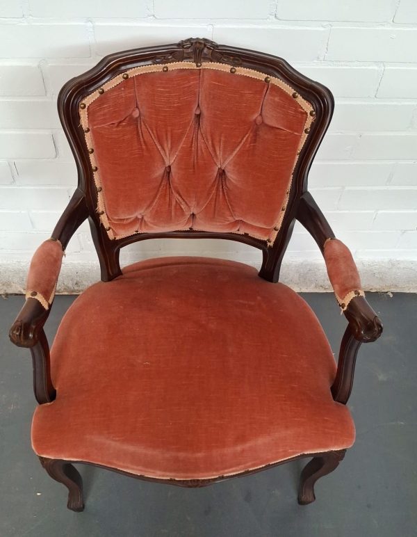 Vintage stoel - velours bekleed - Afbeelding 5