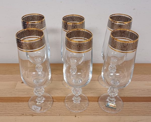 Bohemia kristallen champagne glazen - 6 stuks - Afbeelding 5