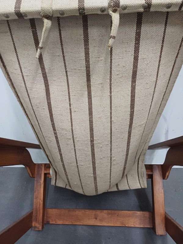 Vintage design armchair met canvas en origineel hoofdkussentje - Afbeelding 3