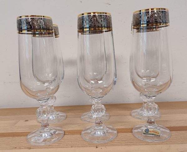 Bohemia kristallen champagne glazen - 6 stuks