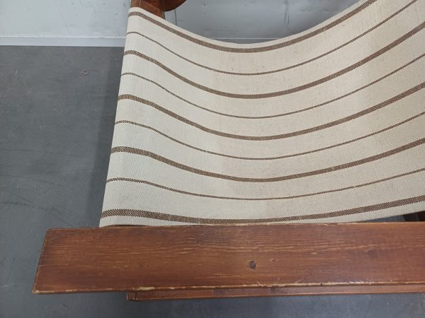 Vintage design armchair met canvas en origineel hoofdkussentje - Afbeelding 6