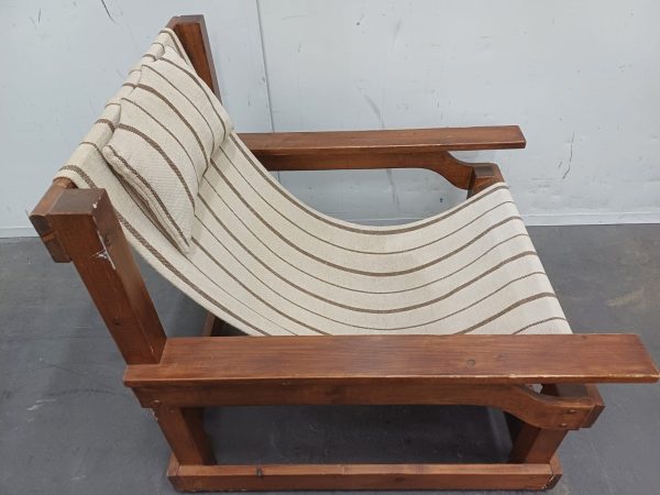 Vintage design armchair met canvas en origineel hoofdkussentje - Afbeelding 9