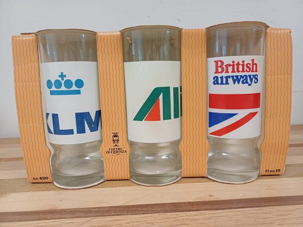 Vintage Airlines glazen - KLM, Alitalia en British Airways - 6 stuks - Afbeelding 4