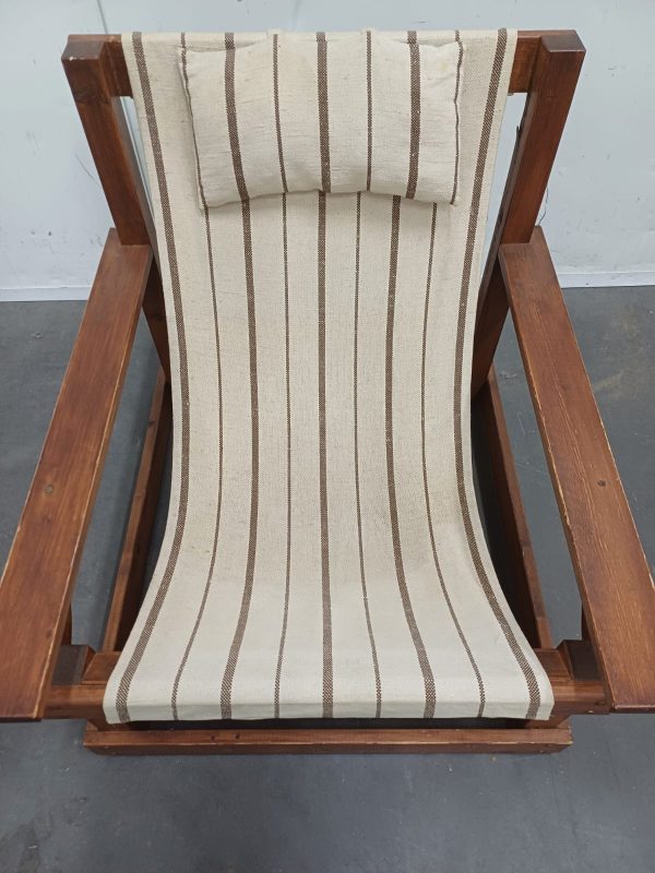 Vintage design armchair met canvas en origineel hoofdkussentje - Afbeelding 8