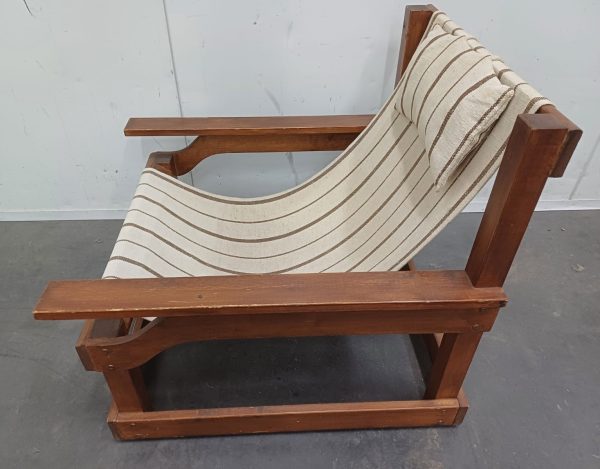 Vintage design armchair met canvas en origineel hoofdkussentje - Afbeelding 12