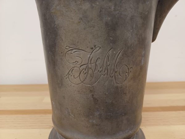 Antieke Tinnen Schenkkan met Gravure - Quart VR - Afbeelding 3