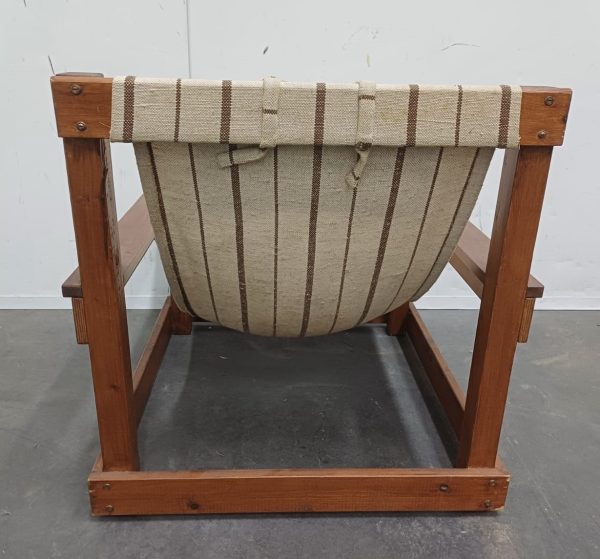 Vintage design armchair met canvas en origineel hoofdkussentje - Afbeelding 13