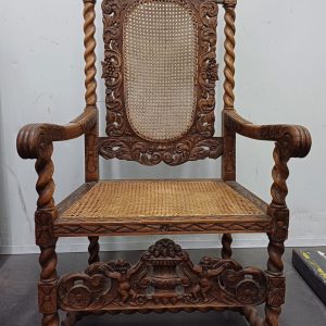 Vintage rieten leunstoel - 19de eeuw