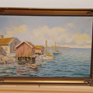 Olieverfschilderij John Ullman - Zweeds kustlandschap