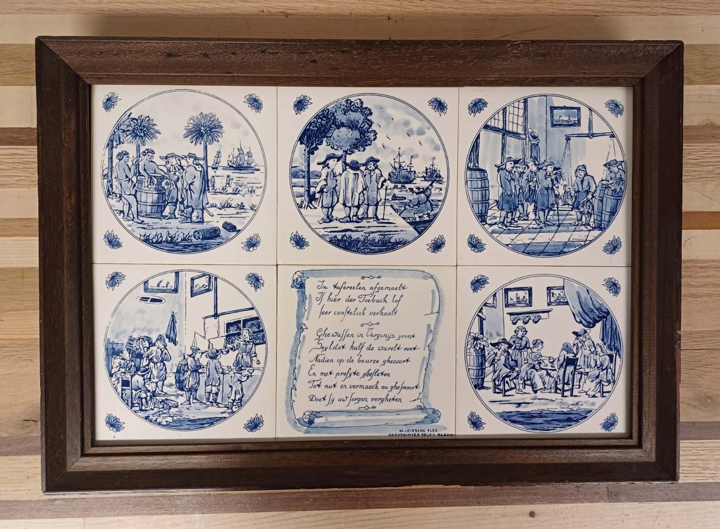 Antieke tegeltableau De Leidsche Fles