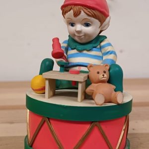 Vintage Kerst elf - Muziekdoosje Enesco - Toyland 1986