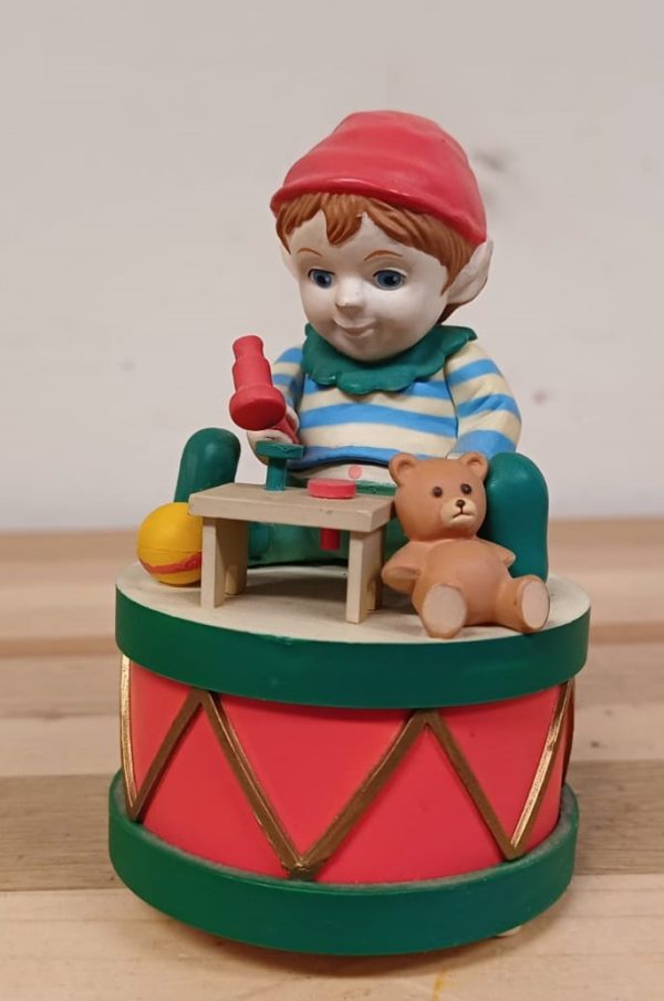 Vintage Kerst elf - Muziekdoosje Enesco - Toyland 1986