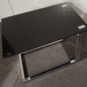 Bijzettafel chroom - zwart tempered glass