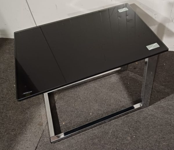 Bijzettafel chroom - zwart tempered glass