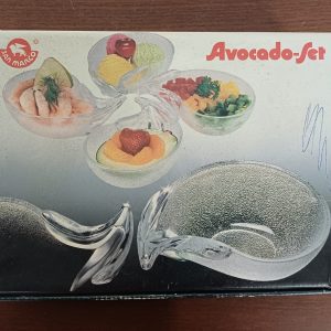 Vintage glazen avocado kommen / schaaltjes