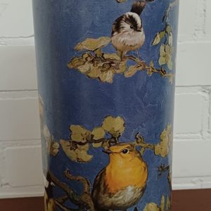 Heinen Delfts Blauw Cilindervaas Vogels Van Gogh