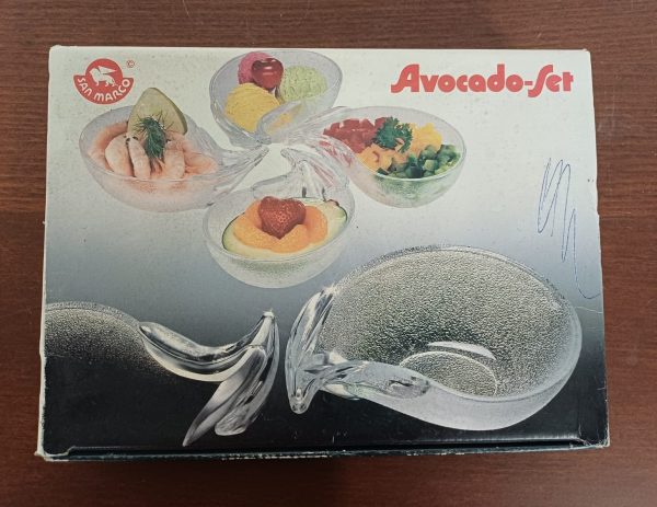 Vintage glazen avocado kommen / schaaltjes