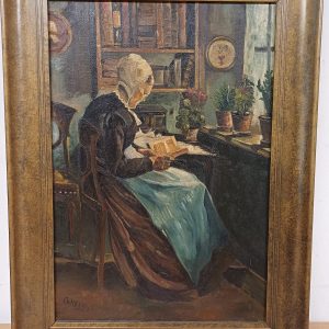 Schilderij Vrouw met Boek door E. Willers