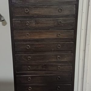 Vintage bruine notaris-/apothekerskast met 15 lades