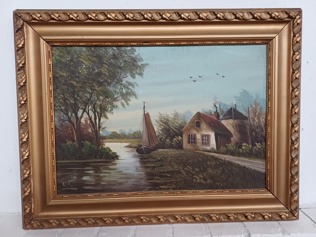 Vintage schilderij voorzien van lijst