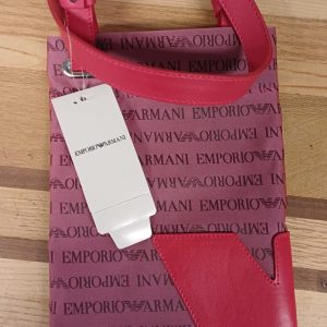 Emporio Armani roze canvas en leren schoudertas