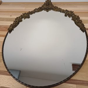 Ovale antieke spiegel koper 45 cm doorsnede