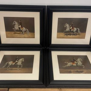 Set van 4 zijden litho's Josef Plank Lippizzaner Hengsten