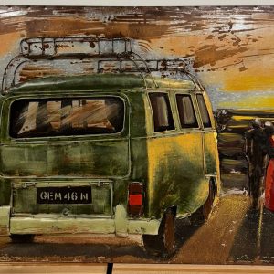 Handgemaakt metalen schilderij - VW Volkswagen busje
