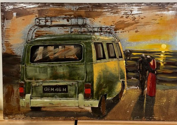 Handgemaakt metalen schilderij - VW Volkswagen busje
