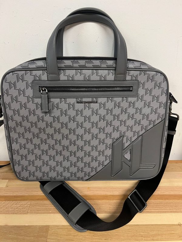 Karl Lagerfeld Monogram Laptop Tas/Aktetas Grijs