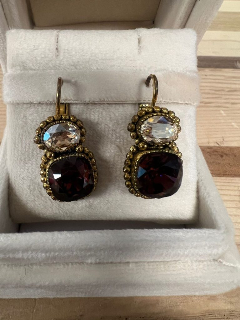 Goud Vergulde oorbellen - Une Ligne met Swarovski steentjes