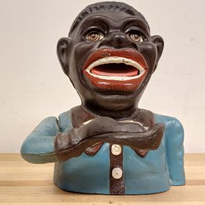 Jolly Nigger bank gietijzeren muntenbak circa 1940-1950