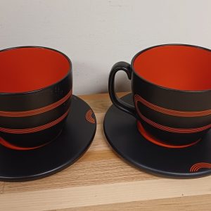 Vintage IKEA Black Records of Sorla 2 sets kop en schotel