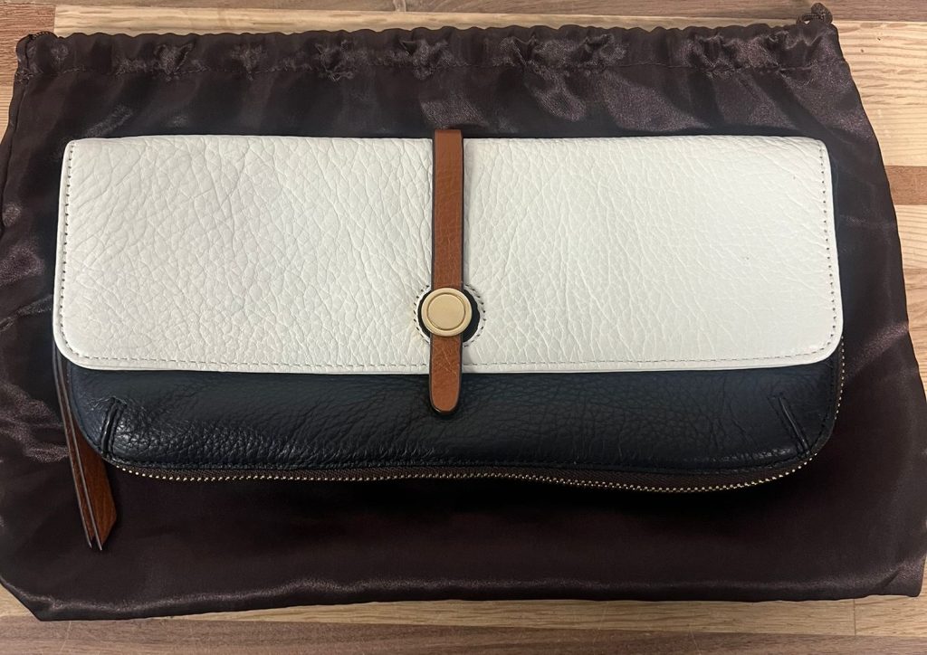 Danier Leren Clutch - Zwart/Wit/ bruin