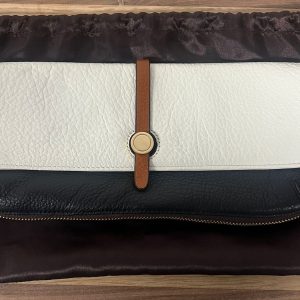 Danier Leren Clutch - Zwart/Wit/ bruin
