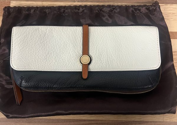 Danier Leren Clutch - Zwart/Wit/ bruin