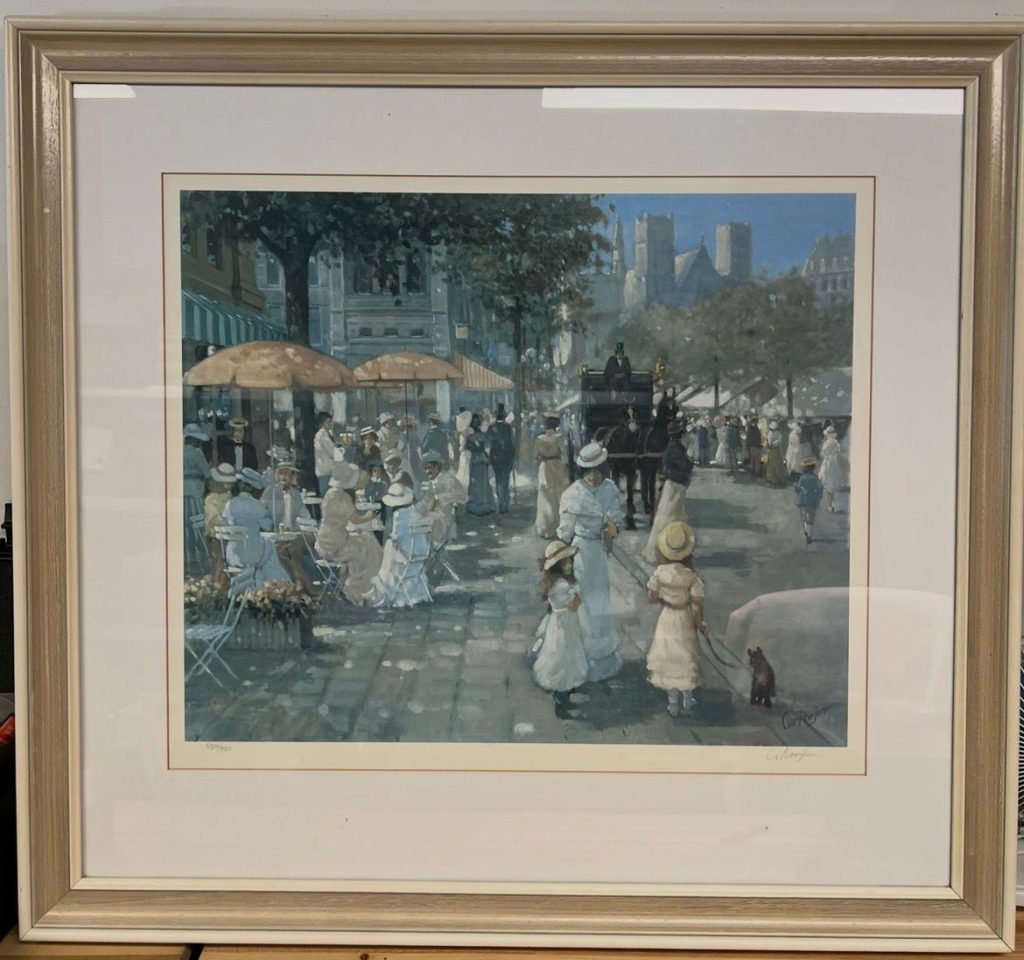 Carel van Rooijen (1945) - Lithografie 'Terras Parijs'