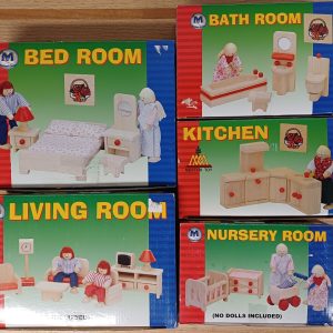 Houten poppenhuis meubels - 5 sets - Mentari Group
