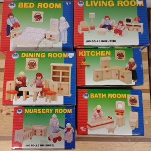 Houten poppenhuis meubels - 6 sets - Mentari Group