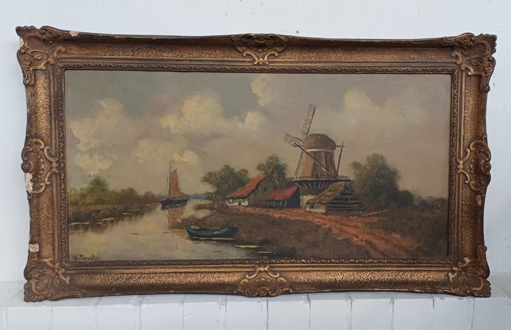 Schilderij Bruckel voorzien van vintage lijst