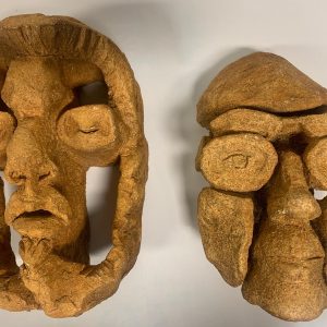 2 Handgemaakte Keramische Wandmaskers Set 2 Stuks