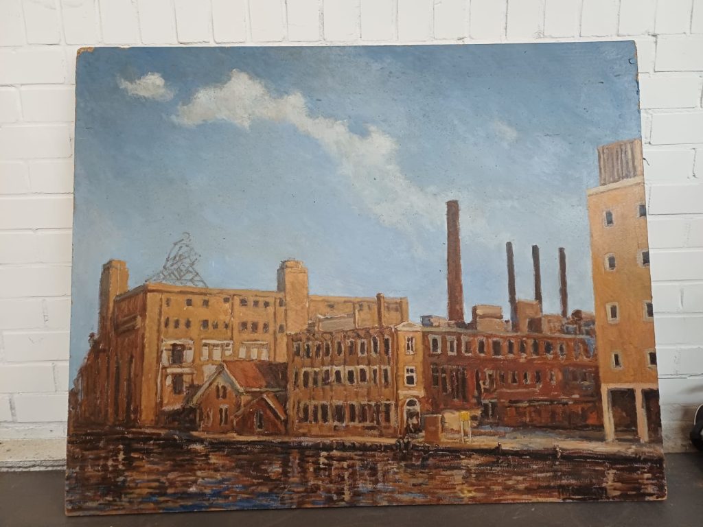 Schilderij van de Droste fabriek Haarlem