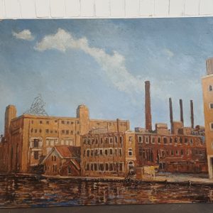 Schilderij van de Droste fabriek Haarlem
